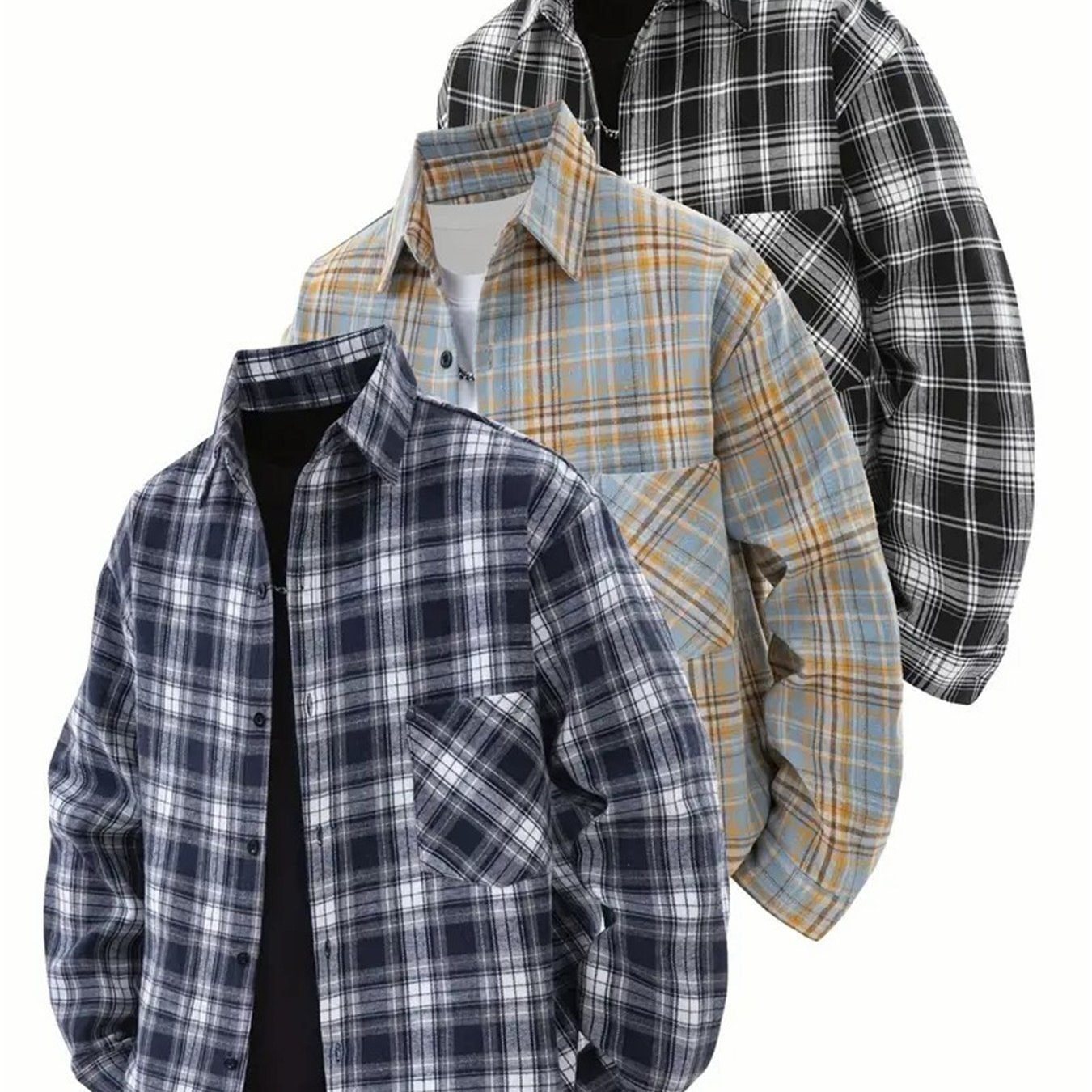 Men's Plaid Collar Shirt for Outdoor Activities and Running