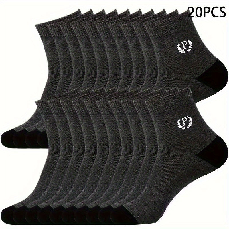 20/50 Pairs of Men's Mid-Calf Socks, Breathable and Sweat Absorbent, Trendy Sports Long Socks