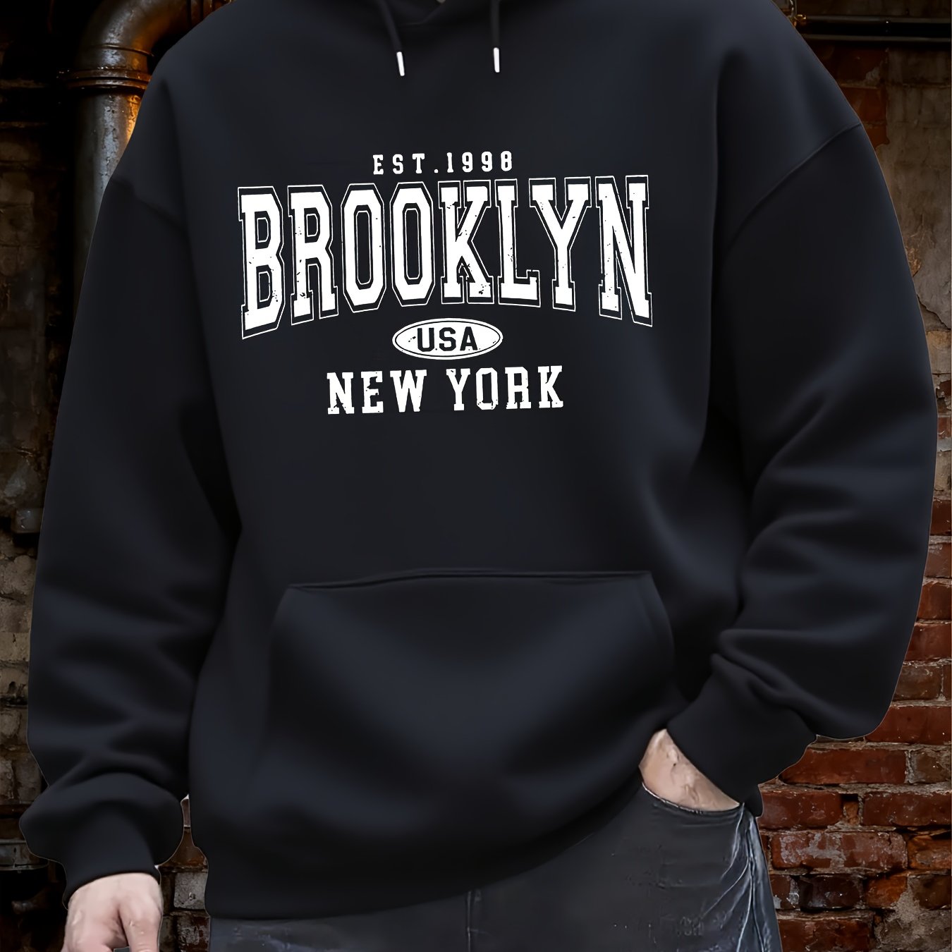 Men's Hooded Sweatshirt With Kangaroo Pocket For Casual Wear