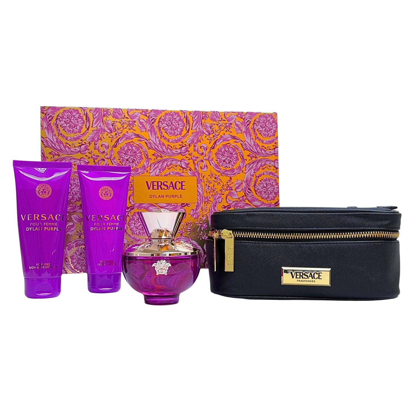Versace Dylan Purple By Versace For Women 4 Pc. Gift Set (Set EDP 3.4 oz + S/Gel 100ml + B/Lotion 100ml + Beauty Case)