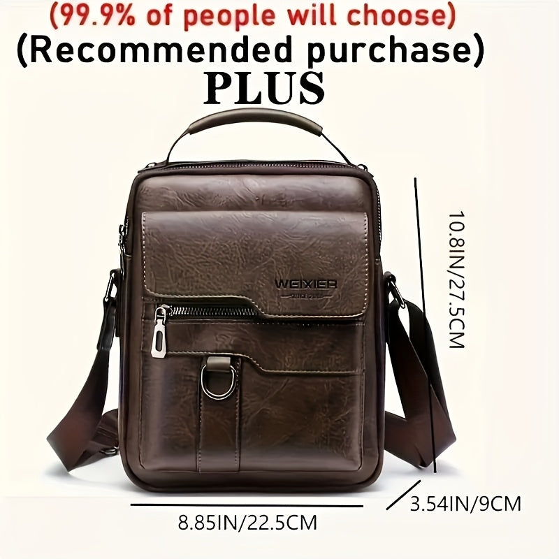 WEIXIER Plus Size New Shoulder Messenger Bag, Capable of Accommodating an 11-Inch Tablet, Men'S Vertical Handheld Business Bag Made of Retro, Casual Bag for Men Featuring Multiple Card Slots, Suitable for Daily Commuting for