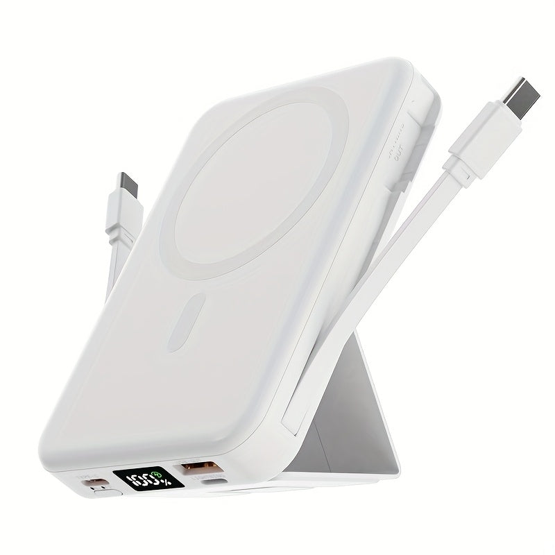 10000mAh Super Fast Charging PD22.5W Wireless Charging 15W Magnetic Fast Charging Power Bank Mini Built-in 2 Cables, Universal Office USB Portable, with Stand And Digital Display Battery Level, Suitable for Airplane Travel Mo