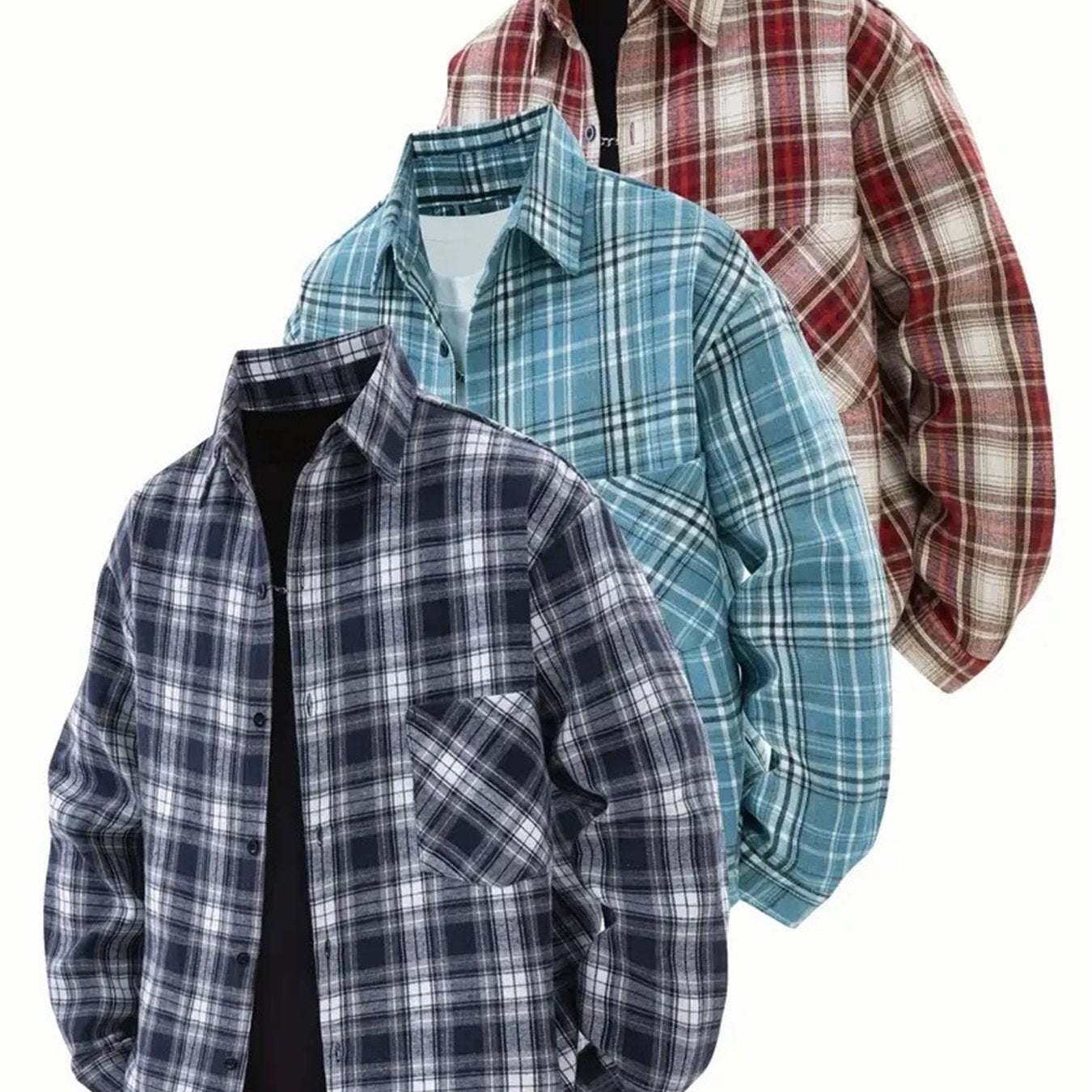 Men's Plaid Collar Shirt for Outdoor Activities and Running