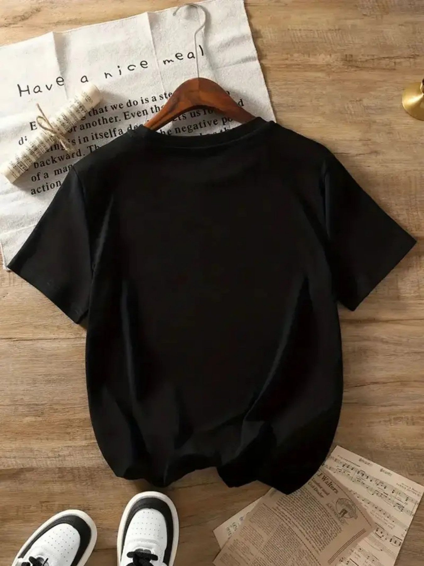 3pc Womens Alphabet Print T Shirts Set Polyester Crew Neck