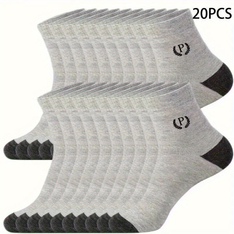 20/50 Pairs of Men's Mid-Calf Socks, Breathable and Sweat Absorbent, Trendy Sports Long Socks