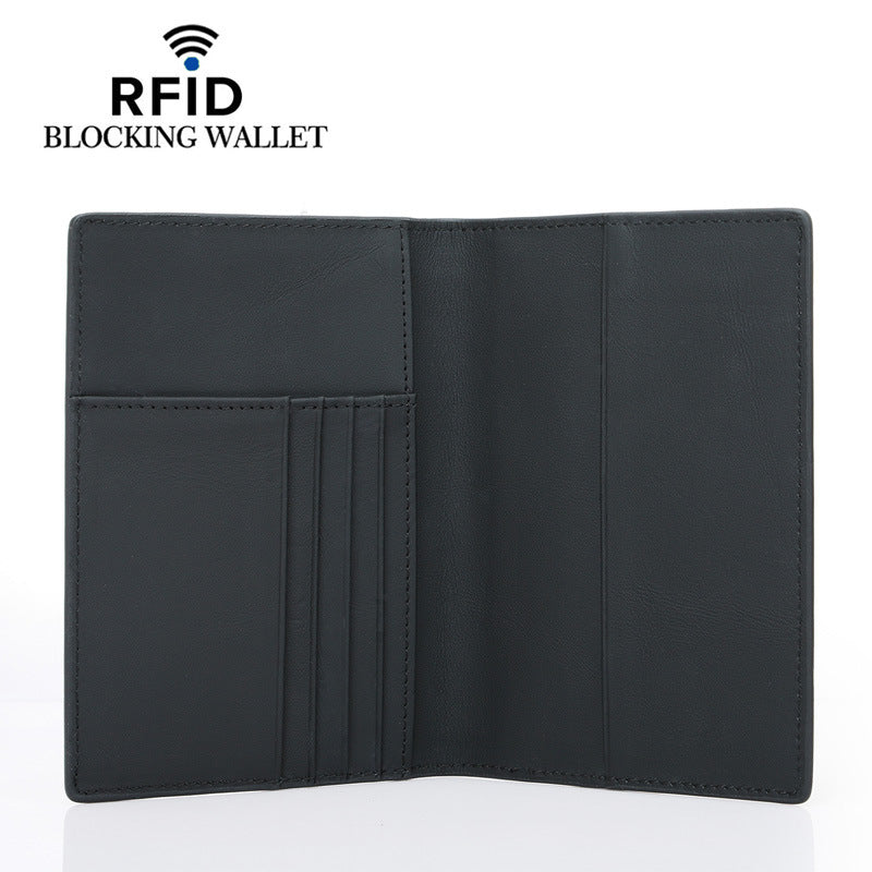 RFID Blocking Passport Holder Wallet Genuine Leather Travel Organizer
