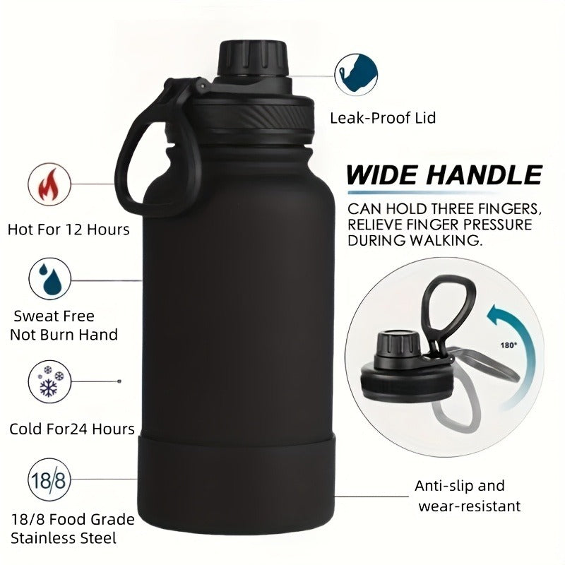 1pc Outdoor Stainless Steel Insulated Space Pot, Large Capacity Dual-purpose Anti Slip Cup Cover for Both Cooling and Heating, Leak Proof and Easy to Carry, Suitable for Gym, Outdoor, Office, and Travel. Stainless Steel Vacuu