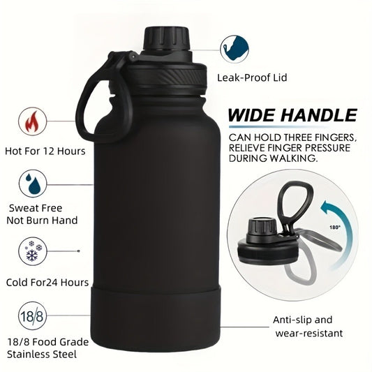 1pc Outdoor Stainless Steel Insulated Space Pot, Large Capacity Dual-purpose Anti Slip Cup Cover for Both Cooling and Heating, Leak Proof and Easy to Carry, Suitable for Gym, Outdoor, Office, and Travel. Stainless Steel Vacuu