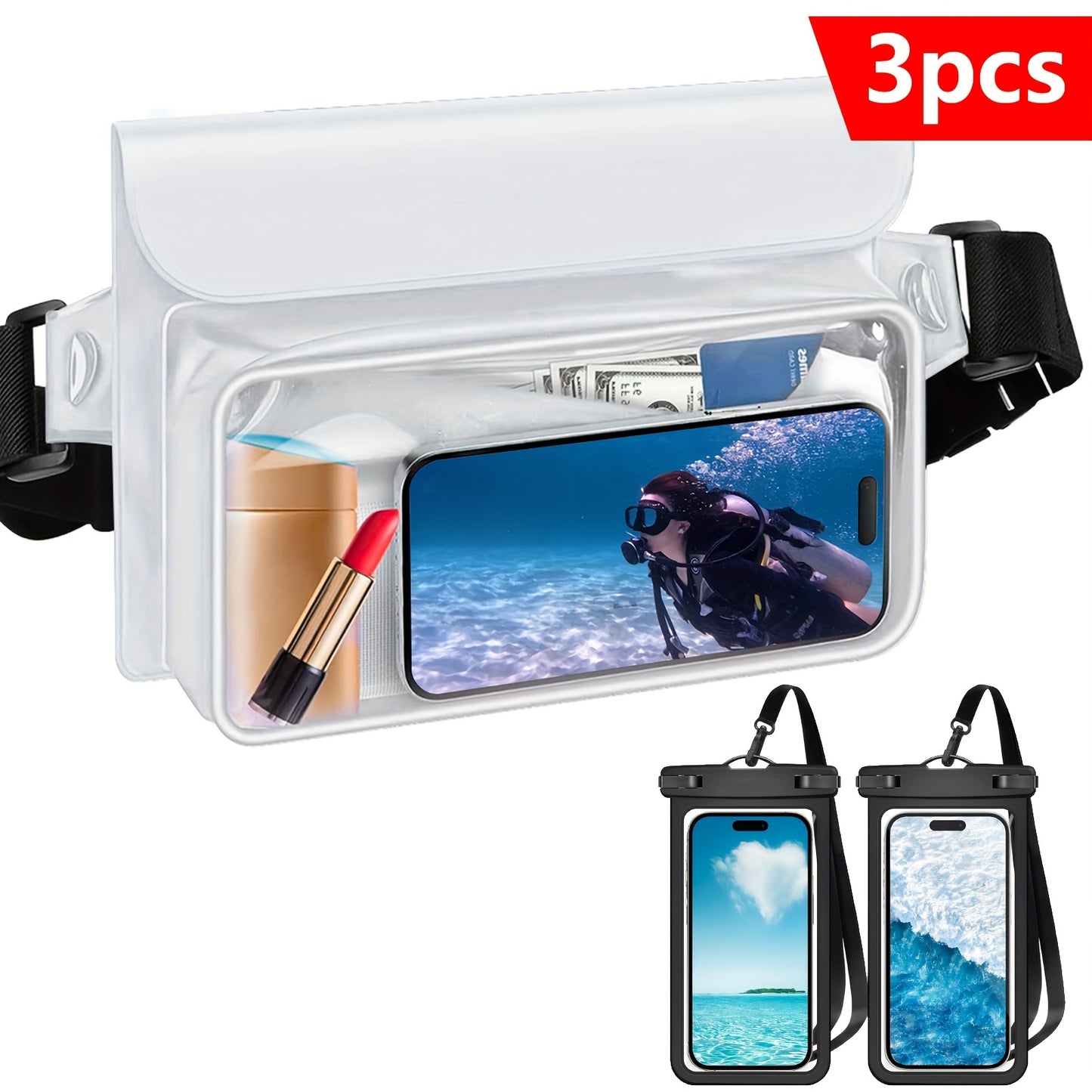 NIVEAYA Beach Belt Bag Pouch For Phone Passport Waterproof