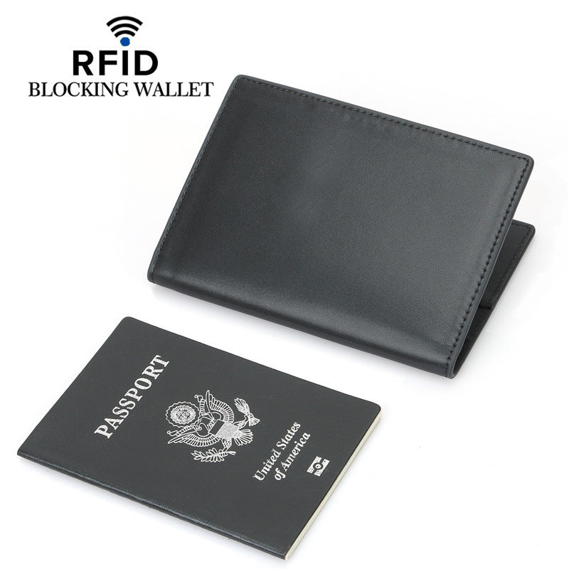 RFID Blocking Passport Holder Wallet Genuine Leather Travel Organizer