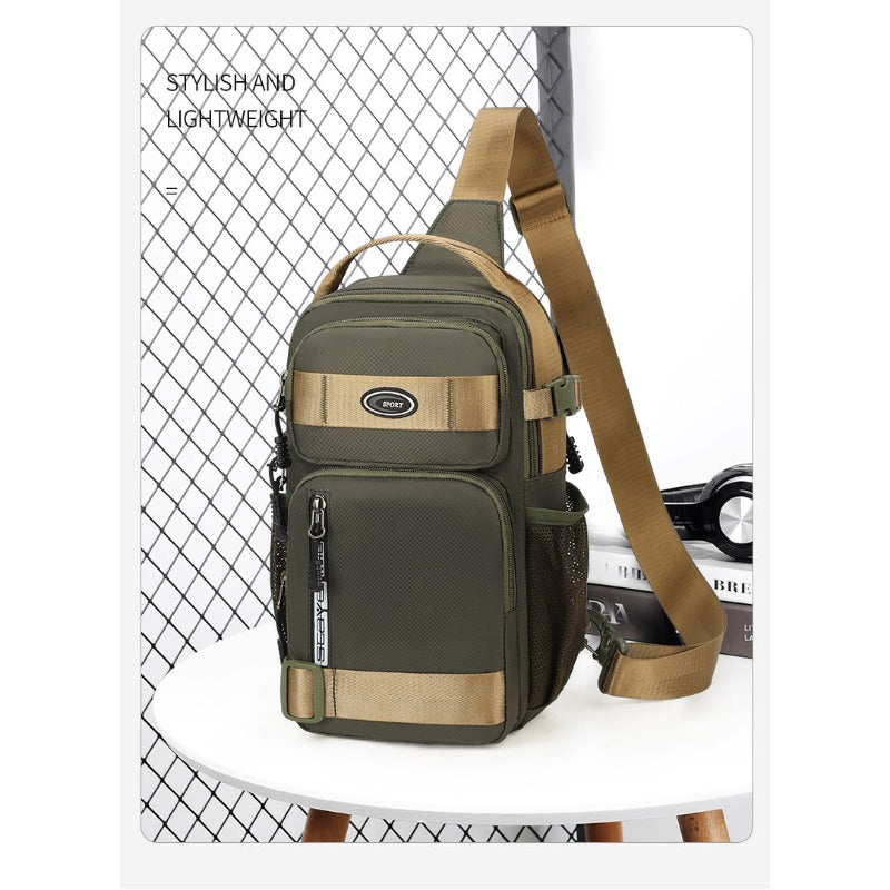 Unisex Anti-Theft Crossbody Backpack - Lightweight Multi-Purpose Chest Bag with 5-Zipper Compartments, Golden-Tone Hardware & Padded Strap, Compact Travel Backpack for Men & Women, Casual Everyday Use, Sports, Business & Outd