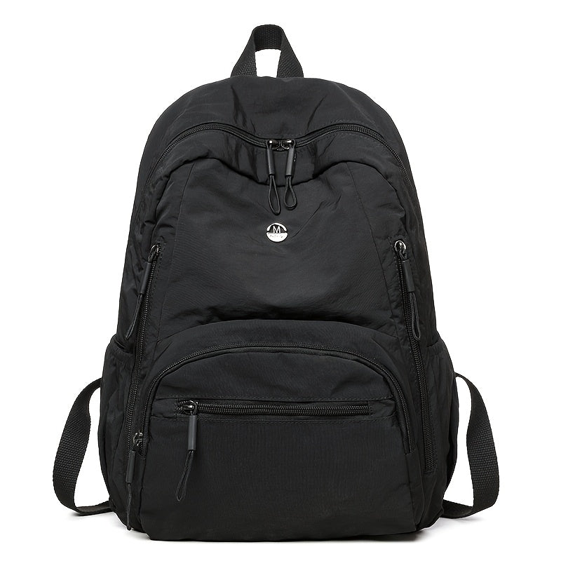 Solid Color Simple Fashion Versatile Women's Backpack Travel Lightweight Lightweight Large Capacity Go Out Commuting Multi-pocket Computer Commuting Bag