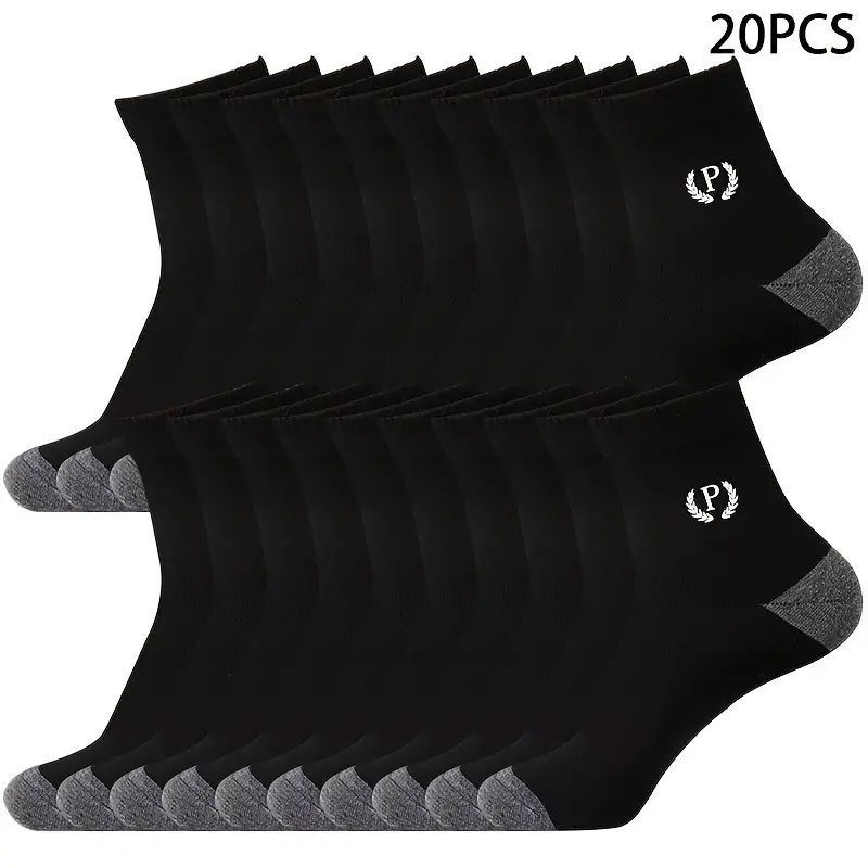 20/50 Pairs of Men's Mid-Calf Socks, Breathable and Sweat Absorbent, Trendy Sports Long Socks