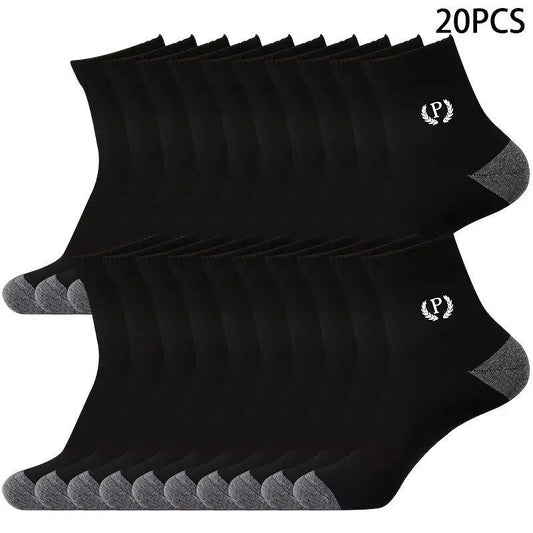 20/50 Pairs of Men's Mid-Calf Socks, Breathable and Sweat Absorbent, Trendy Sports Long Socks