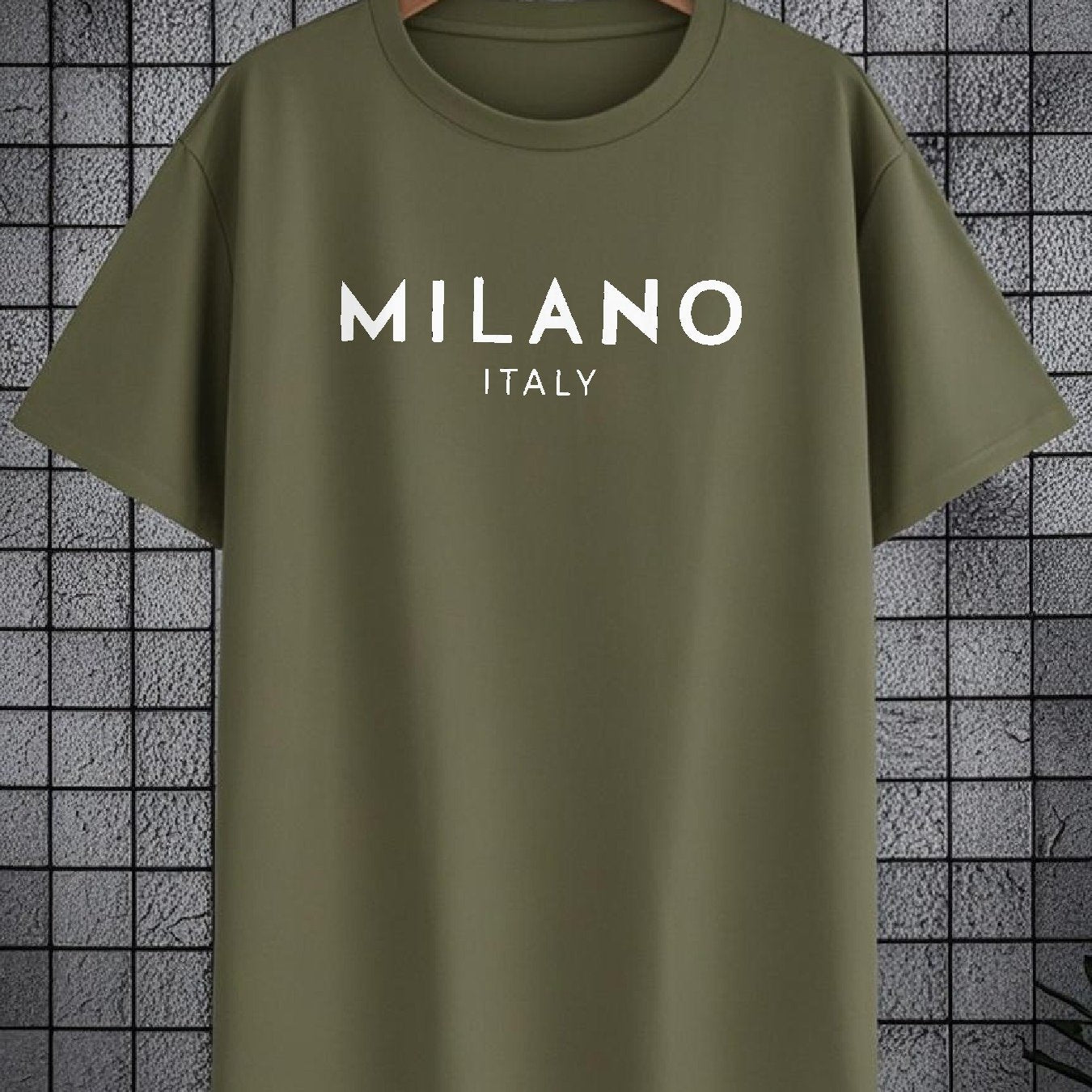 Men's 180g Pure Cotton Short Sleeve T-Shirt - Milano Italy Classic Design, Multi-Color Sporty Casual Round Neck Tee for Spring/Fall, Machine Washable, Ideal Gift for Friends & Family, Leisure Clothing, Comfortable Fit, Fall O