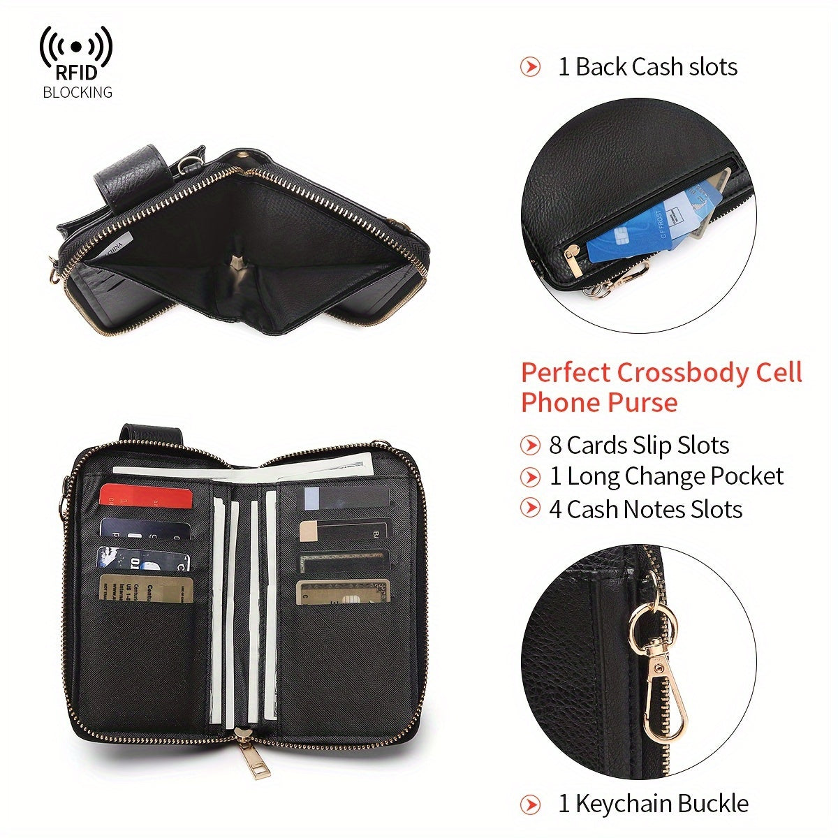Women's Crossbody Handbag with Phone Wallet and Credit Card Slots