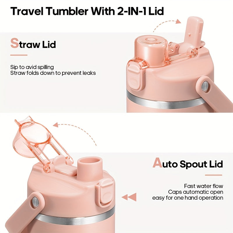 40oz (nearly 1L) Ultra Large Capacity, 304 Food Grade Stainless Steel, Leak Proof And Anti Drop Silicone Boots, Bucket Lid Suitable for Office Desk Placement, Essential for Fitness Enthusiasts, Office Workers, And Travelers!