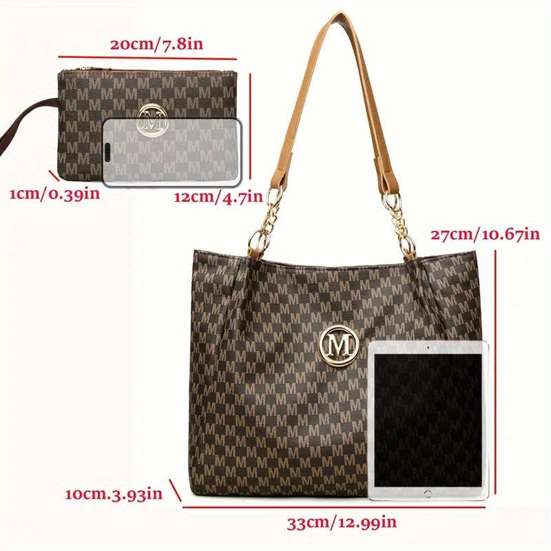 A Stylish New Shoulder Tote Bag for Women Featuring an 'M' Emblem, Spacious Enough for Short Trips And Daily Use, Perfect As a Gift, Travel Shoulder Bag, Everyday Tote, Handbag, Elegant Design, And Minimalist Style