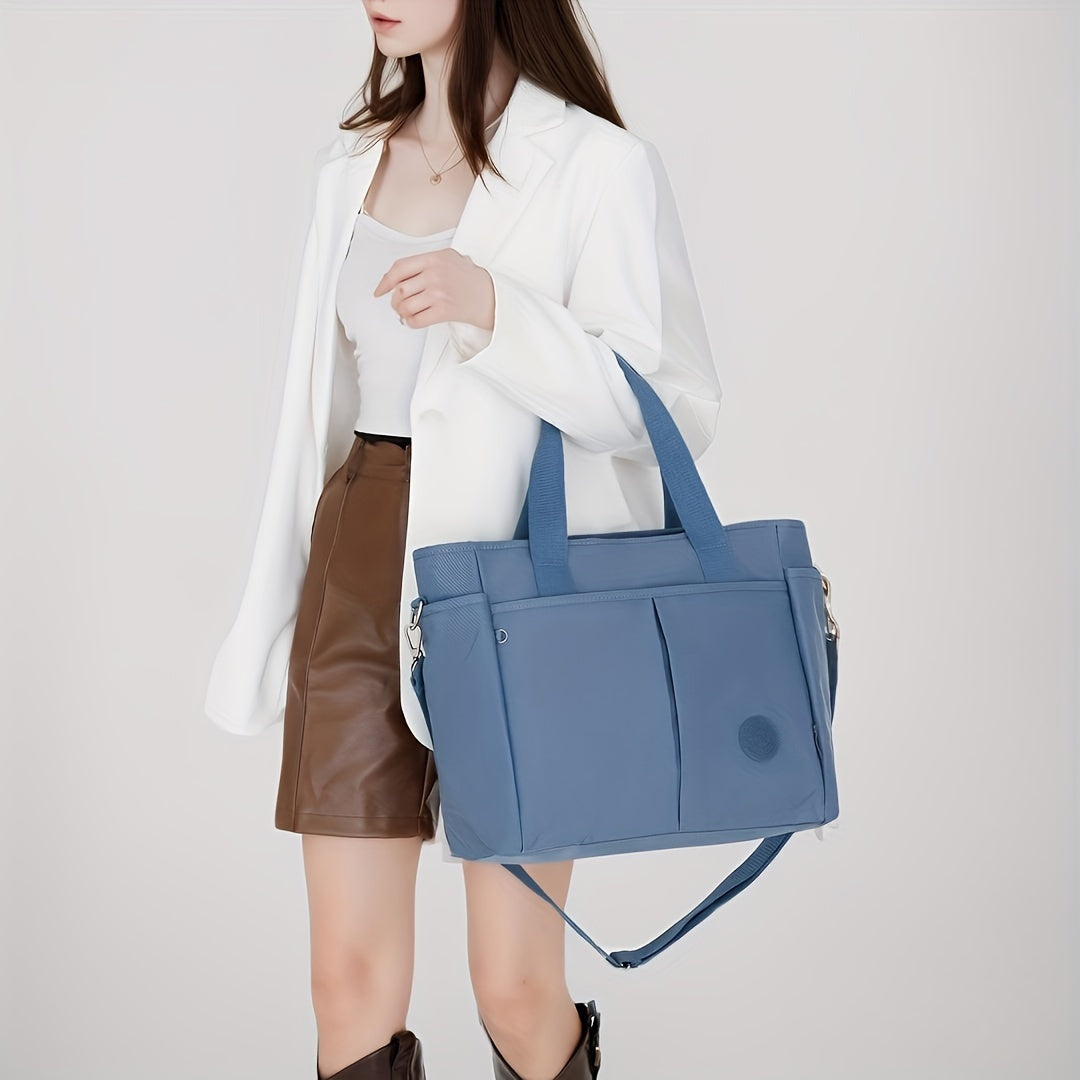 Large Capacity Tote Bag, Zipper Closure, Shoulder Handbag For Women