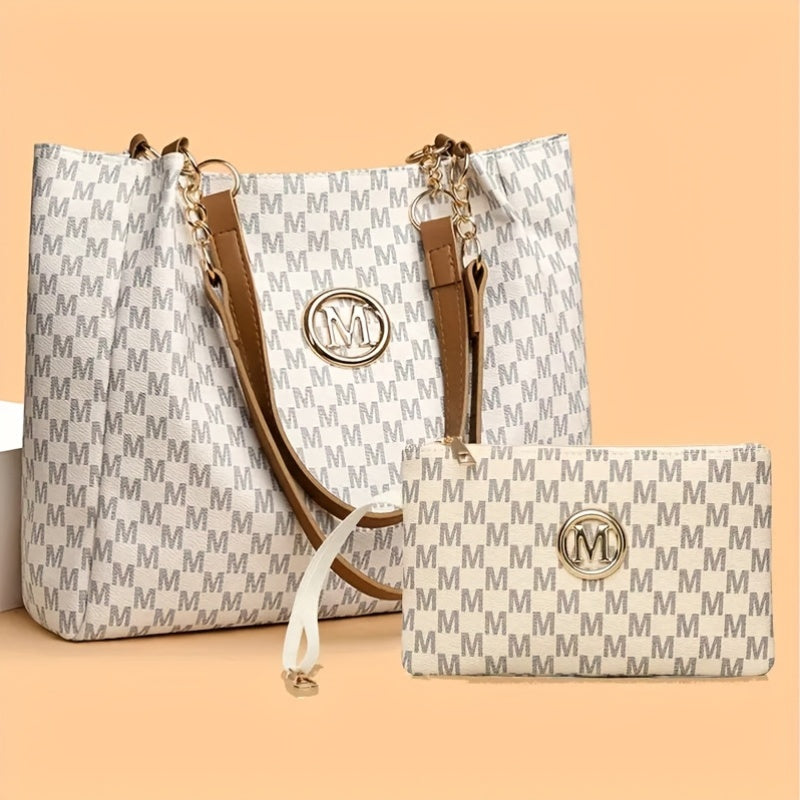 A Stylish New Shoulder Tote Bag for Women Featuring an 'M' Emblem, Spacious Enough for Short Trips And Daily Use, Perfect As a Gift, Travel Shoulder Bag, Everyday Tote, Handbag, Elegant Design, And Minimalist Style