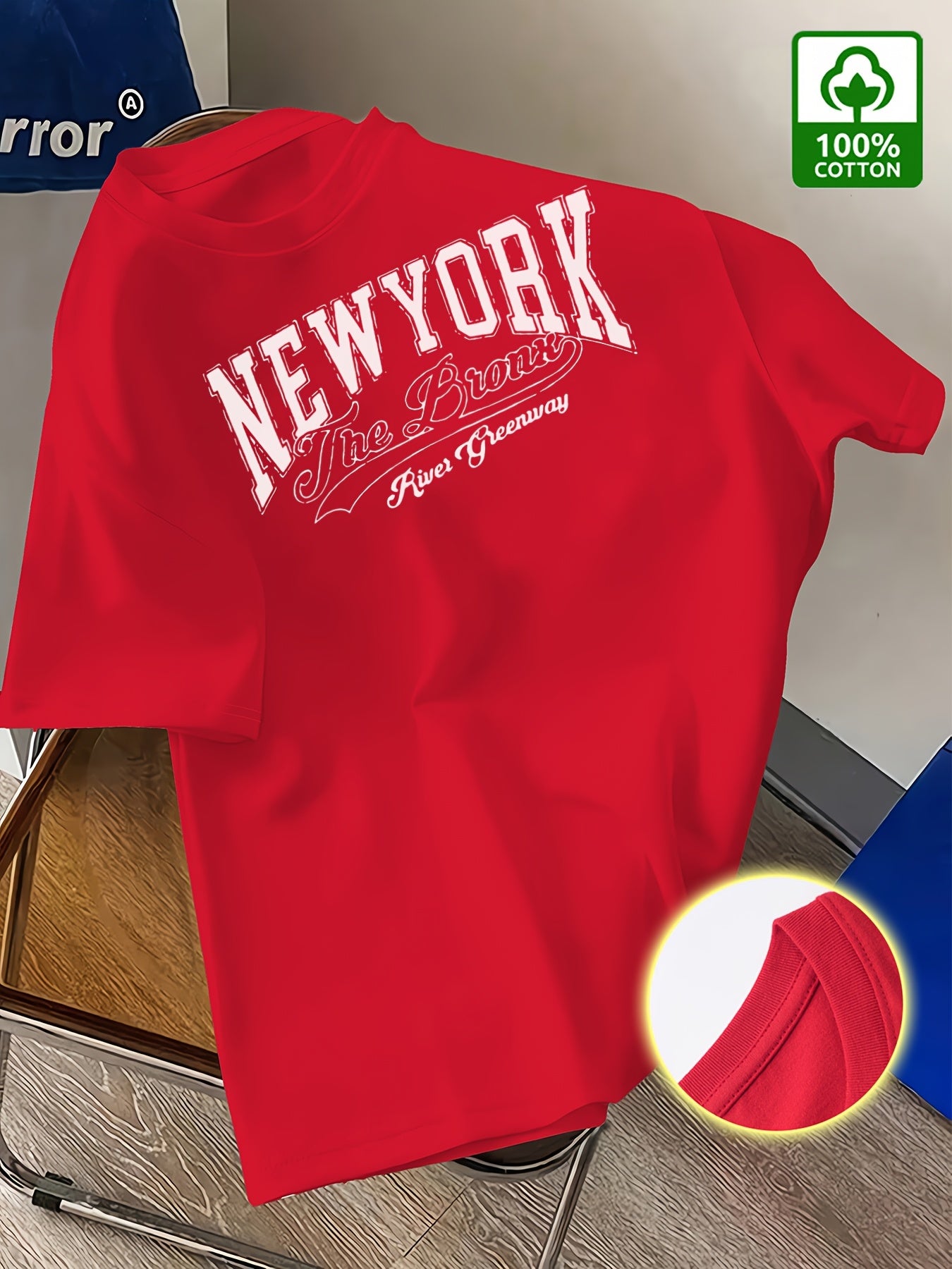 Summer Trend Men'S Pure Cotton T-Shirt, New York Casual Front Pattern Printing, Outdoor Wear Men'S Fashion Pure Cotton T-Shirt