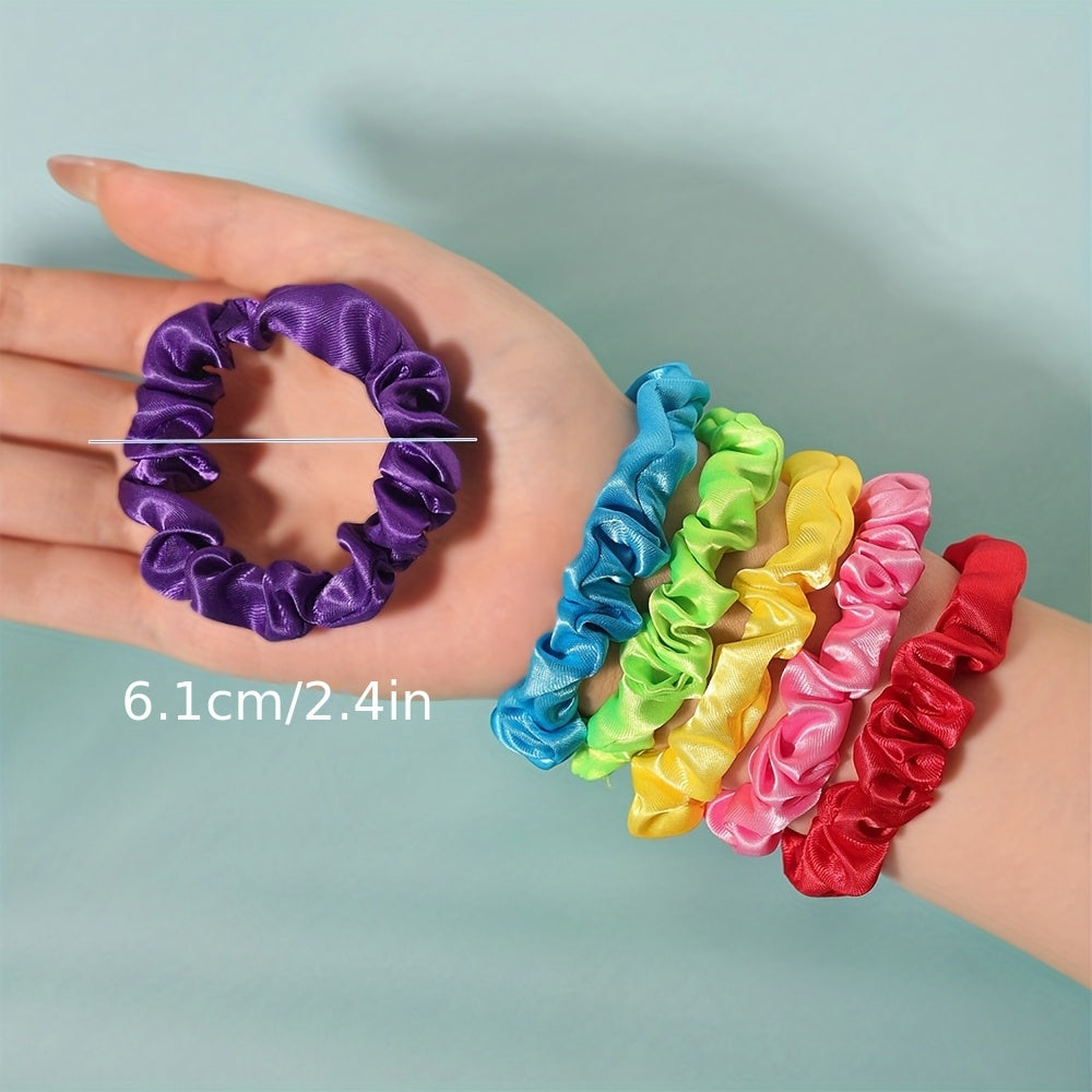 50 Satin Scrunchies | Elegant Hair Ties, Soft & Vibrant Colors, Mixed Color Set for Christmas