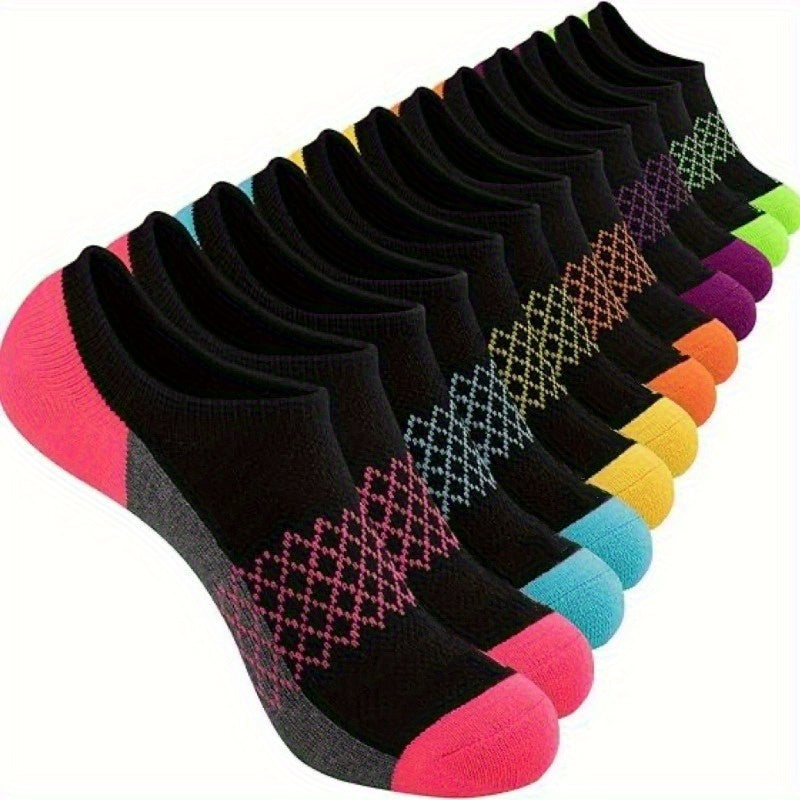 12/ 24/ 36 Pairs Summer Casual Sweat-absorbing, Breathable, Shock-absorbing and Cushioning Outdoor Shallow-cut Invisible Sports Boat Socks Suitable for Both Men and Women, Ideal for Daily Wear