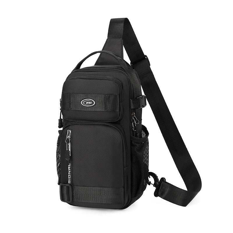 Unisex Anti-Theft Crossbody Backpack - Lightweight Multi-Purpose Chest Bag with 5-Zipper Compartments, Golden-Tone Hardware & Padded Strap, Compact Travel Backpack for Men & Women, Casual Everyday Use, Sports, Business & Outd