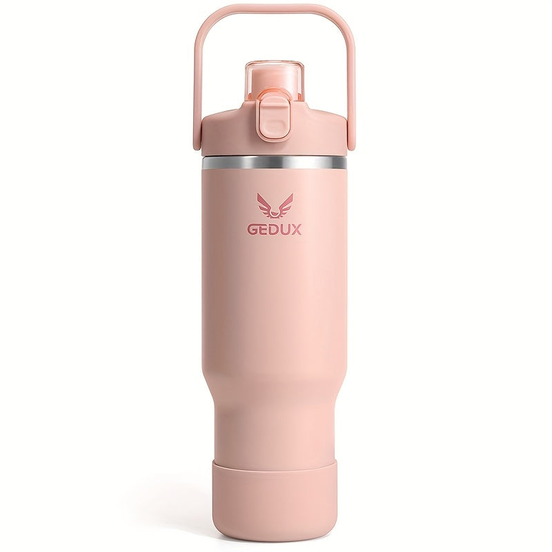 40oz (nearly 1L) Ultra Large Capacity, 304 Food Grade Stainless Steel, Leak Proof And Anti Drop Silicone Boots, Bucket Lid Suitable for Office Desk Placement, Essential for Fitness Enthusiasts, Office Workers, And Travelers!