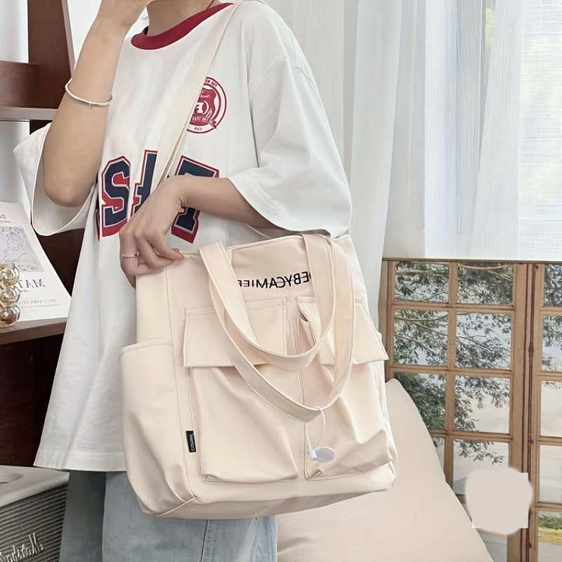 Large Capacity Heavy-Duty Nylon Tote Bag Compatible for //Travel - Multi-Pocket Handbag with Wrist Strap, Zipper Closure & Hand Washable - / Casual Professional Bag