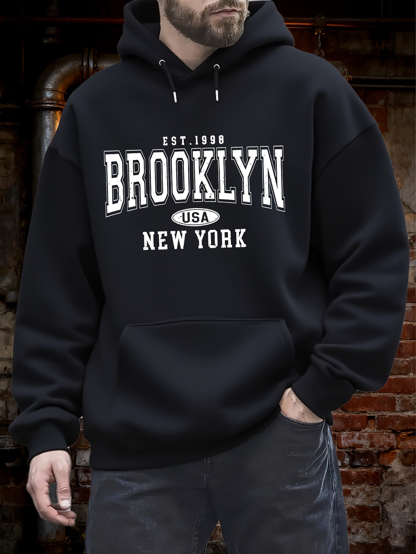 Men's Hooded Sweatshirt With Kangaroo Pocket For Casual Wear