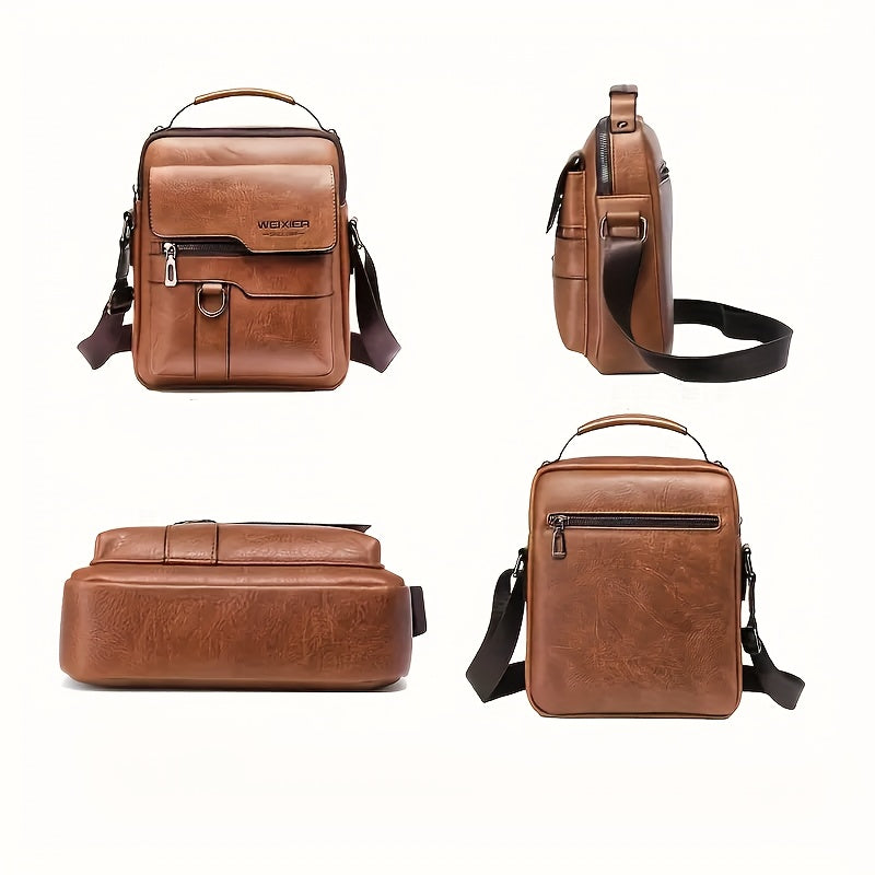 WEIXIER Plus Size New Shoulder Messenger Bag, Capable of Accommodating an 11-Inch Tablet, Men'S Vertical Handheld Business Bag Made of Retro, Casual Bag for Men Featuring Multiple Card Slots, Suitable for Daily Commuting for