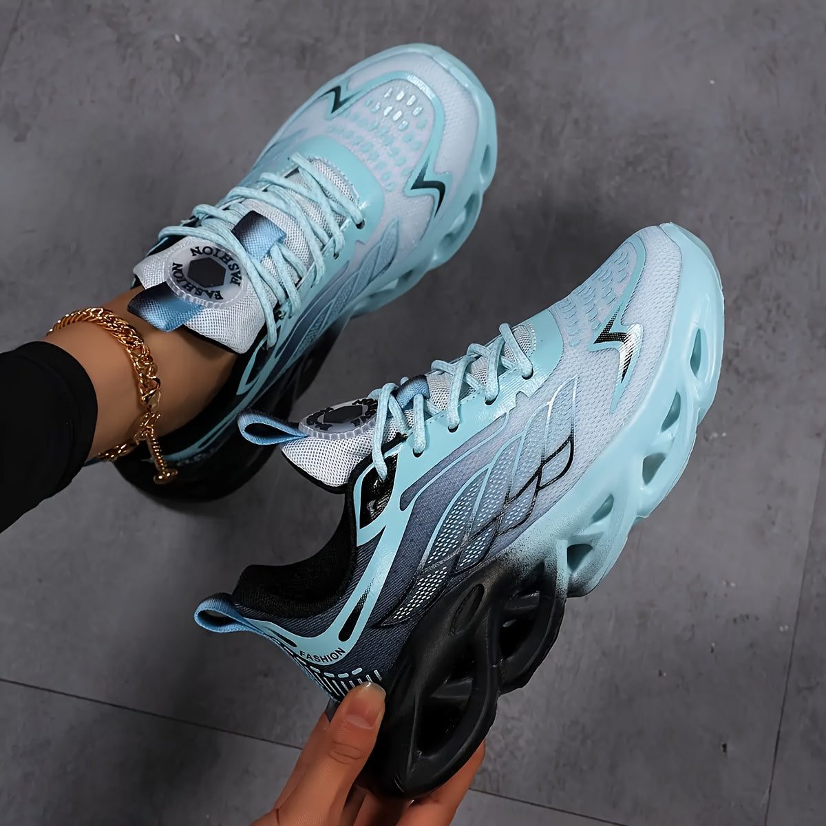 Women's Breathable Mesh Sneakers Shock-Absorbing Running Shoes with Non-Slip Phylon Sole, Low-Top Lace-Up Athletic Footwear for Gym,, Walking - - Casual Shoes (European 36-46/US 6-13) | Striped Sporty & Cushioned, Women Shoes