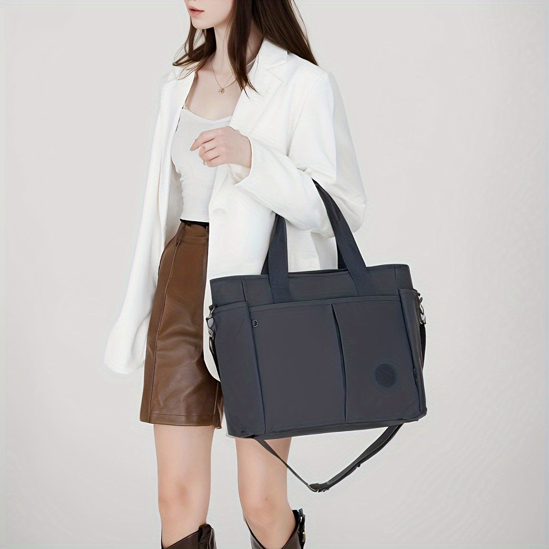 Large Capacity Tote Bag, Zipper Closure, Shoulder Handbag For Women