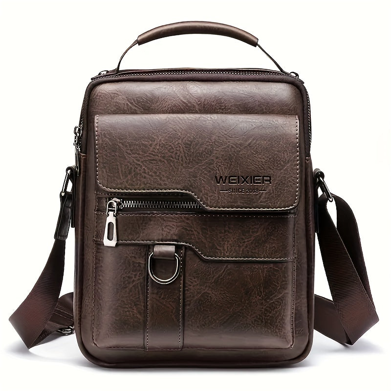 WEIXIER Plus Size New Shoulder Messenger Bag, Capable of Accommodating an 11-Inch Tablet, Men'S Vertical Handheld Business Bag Made of Retro, Casual Bag for Men Featuring Multiple Card Slots, Suitable for Daily Commuting for