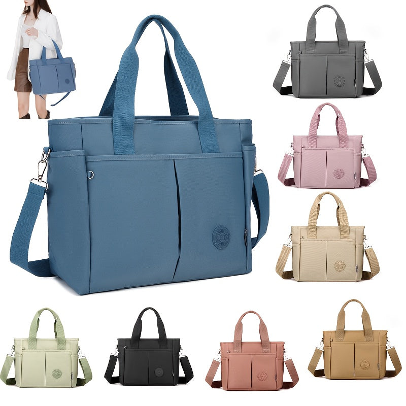 Large Capacity Tote Bag, Zipper Closure, Shoulder Handbag For Women