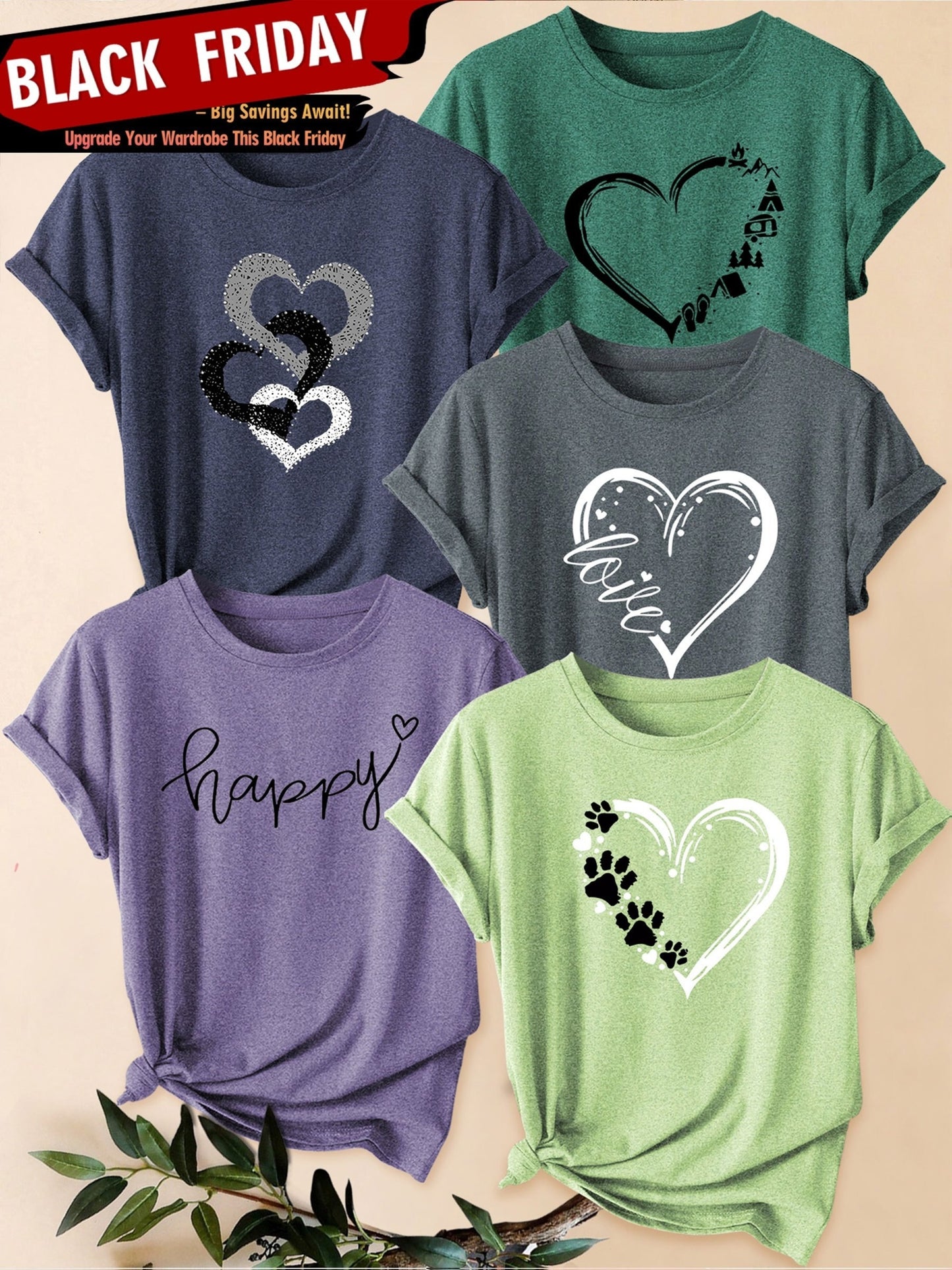 Set of 6 Women'S Short-Sleeve T-Shirts: Blessed, Always, Love, Perfectly Imperfect, I'M Not for Everyone, You Matter Print | Fashionable for Commuting, Vacations, Or Everyday Wear, Versatile Casual Tee | Machine Washable, Sui
