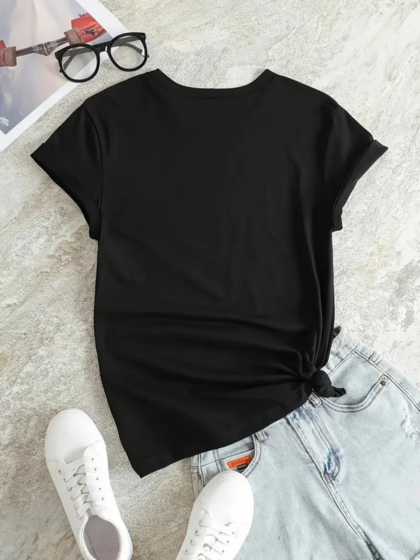 Sunflower Print Crew Neck Women T Shirt All Season Stretch Knit