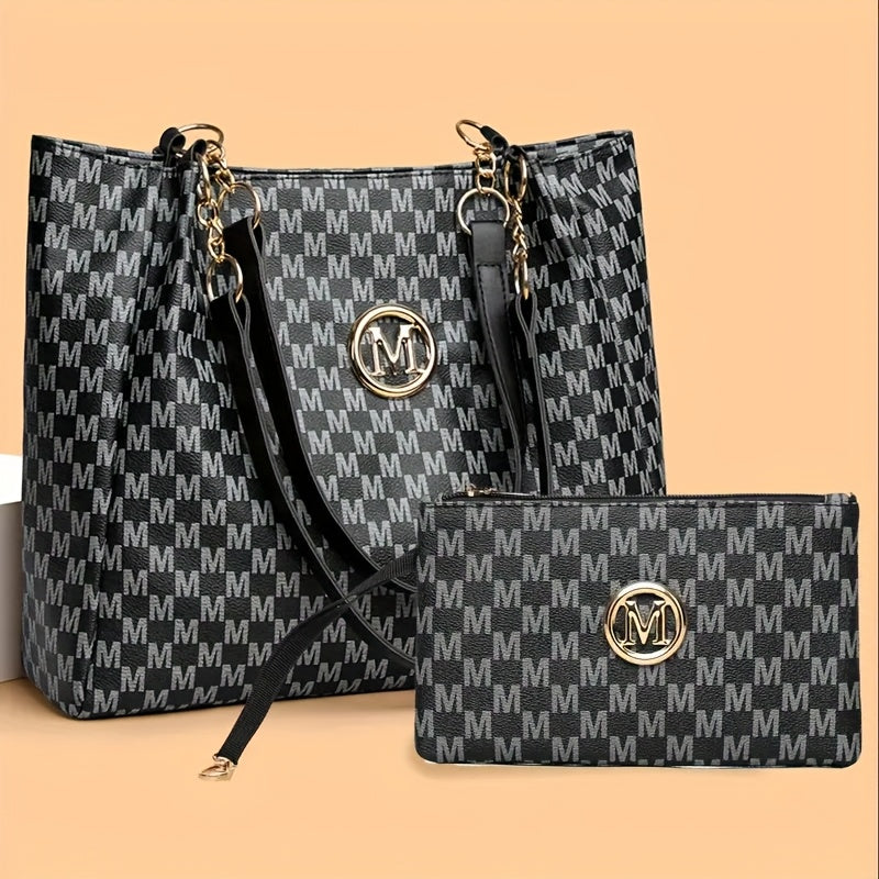 A Stylish New Shoulder Tote Bag for Women Featuring an 'M' Emblem, Spacious Enough for Short Trips And Daily Use, Perfect As a Gift, Travel Shoulder Bag, Everyday Tote, Handbag, Elegant Design, And Minimalist Style