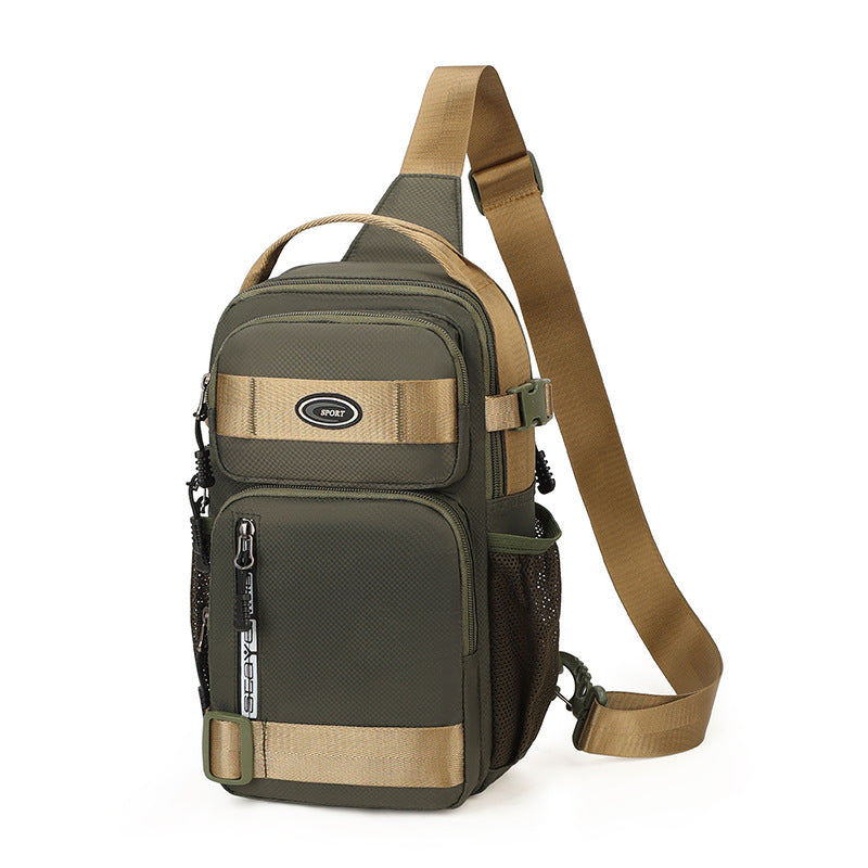 Unisex Anti-Theft Crossbody Backpack - Lightweight Multi-Purpose Chest Bag with 5-Zipper Compartments, Golden-Tone Hardware & Padded Strap, Compact Travel Backpack for Men & Women, Casual Everyday Use, Sports, Business & Outd