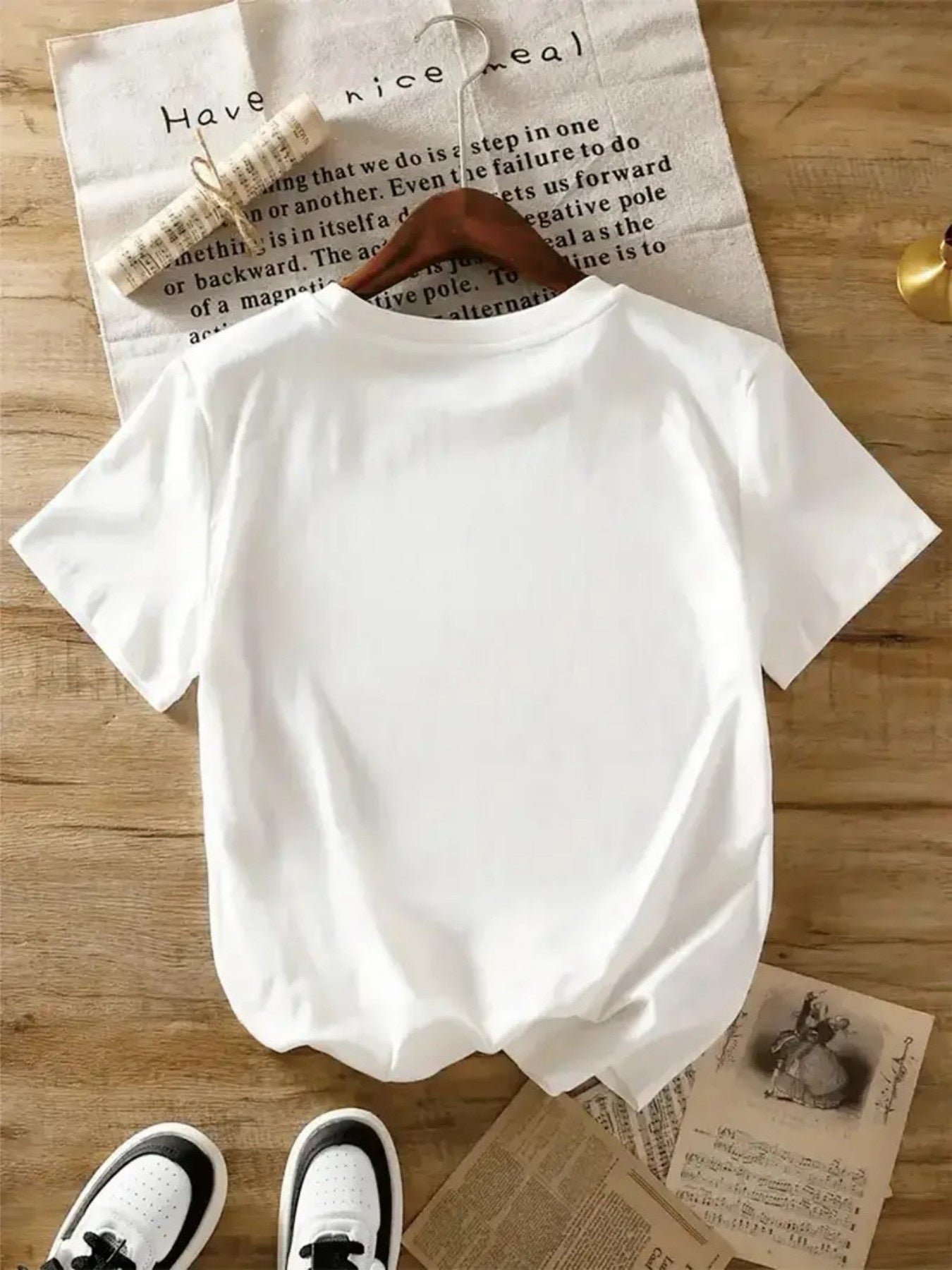 3pc Womens Alphabet Print T Shirts Set Polyester Crew Neck