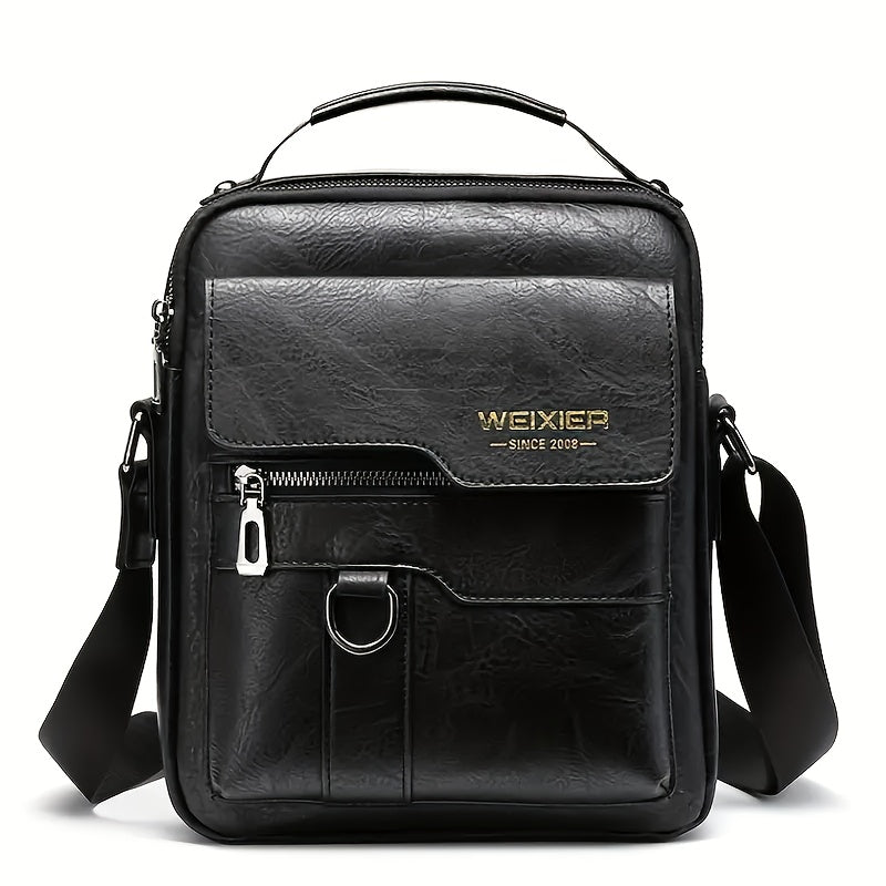 WEIXIER Plus Size New Shoulder Messenger Bag, Capable of Accommodating an 11-Inch Tablet, Men'S Vertical Handheld Business Bag Made of Retro, Casual Bag for Men Featuring Multiple Card Slots, Suitable for Daily Commuting for