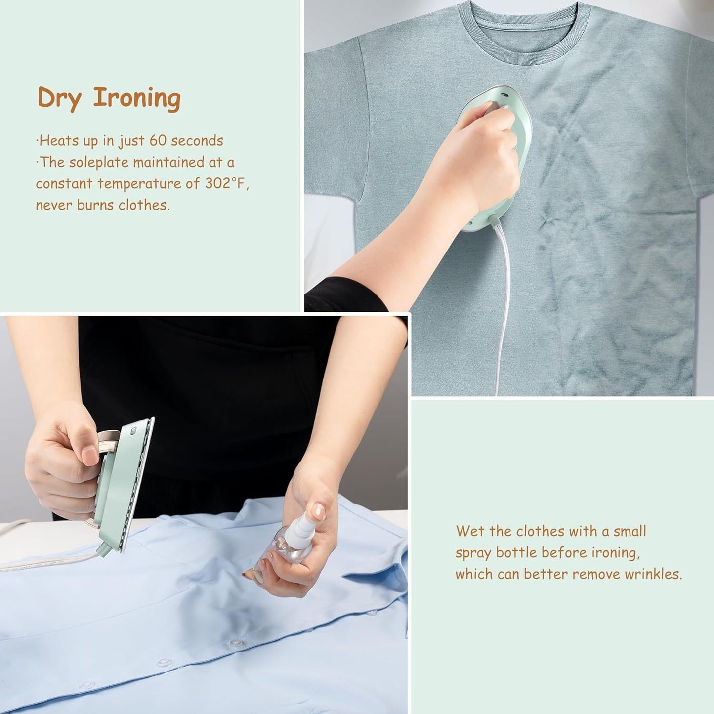 NEWBEALER Dual Voltage Travel Iron 120V 220V With Spray Bottle