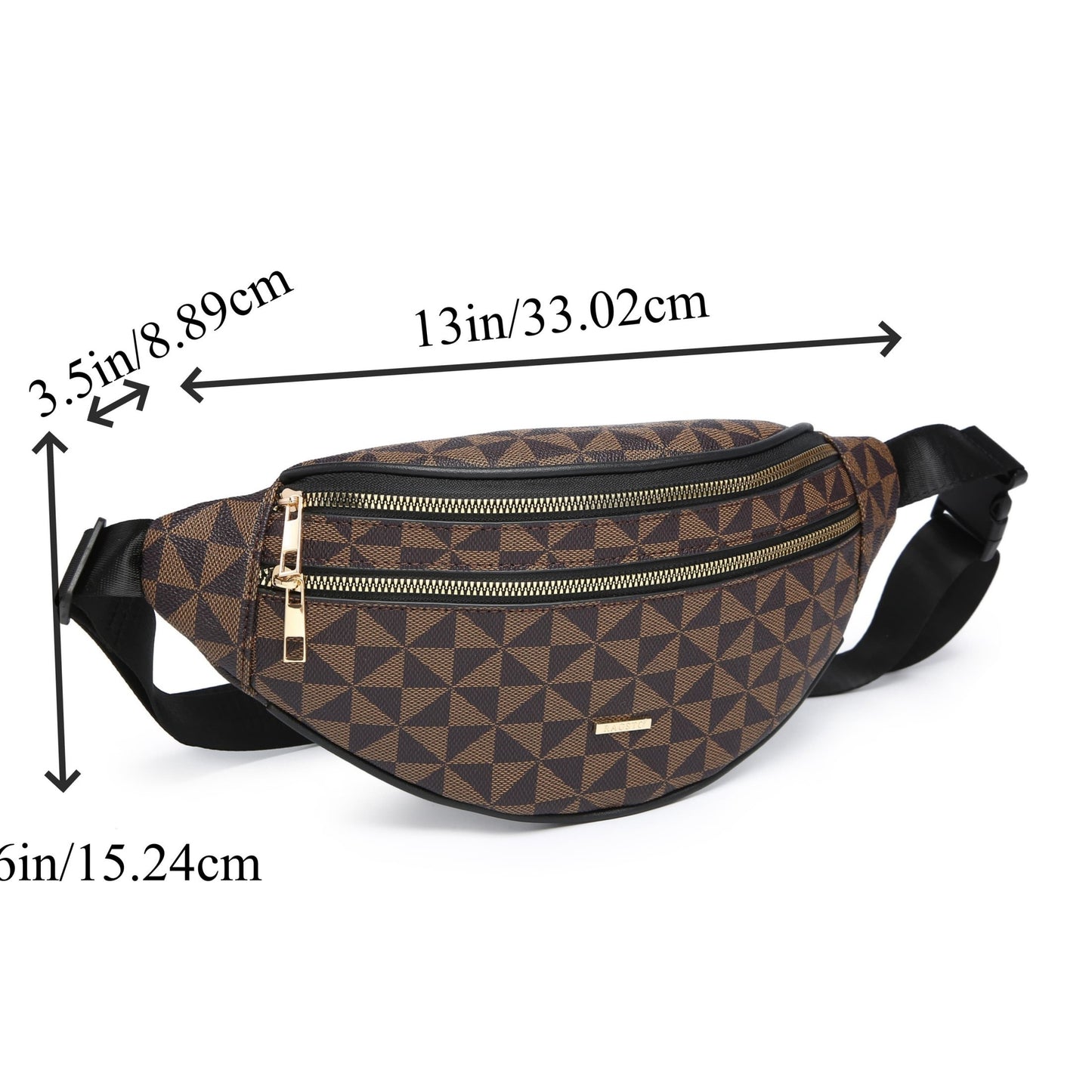 RAGSTO Waist Belt Bag With Adjustable Strap And Golden Hardware