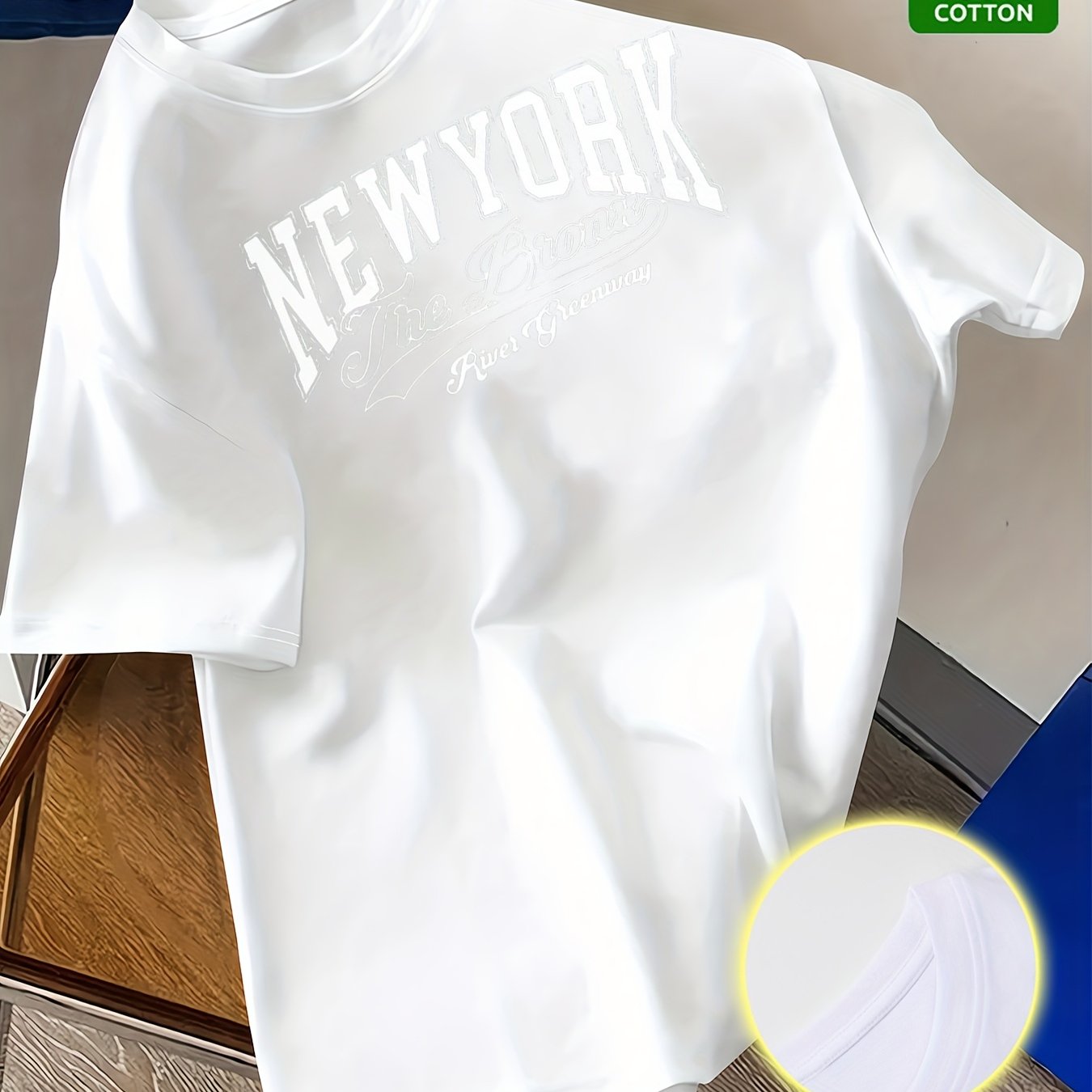 Summer Trend Men'S Pure Cotton T-Shirt, New York Casual Front Pattern Printing, Outdoor Wear Men'S Fashion Pure Cotton T-Shirt