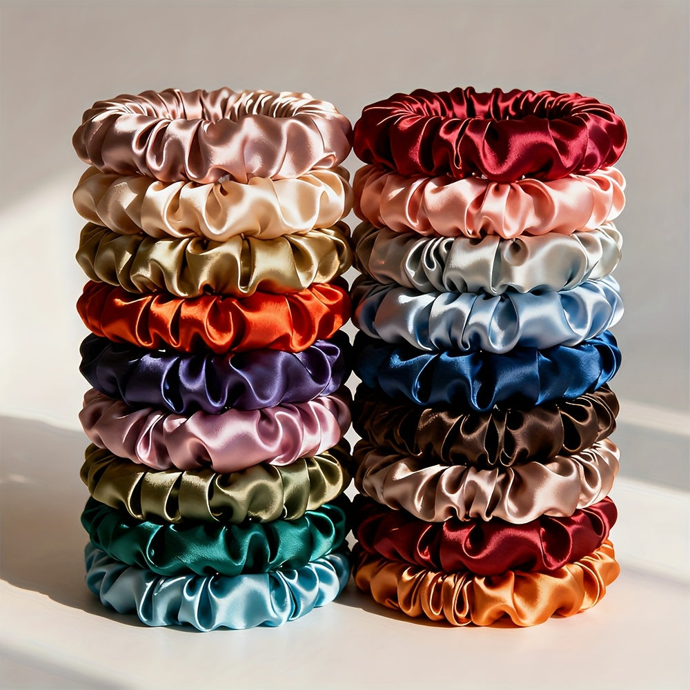50 Satin Scrunchies | Elegant Hair Ties, Soft & Vibrant Colors, Mixed Color Set for Christmas