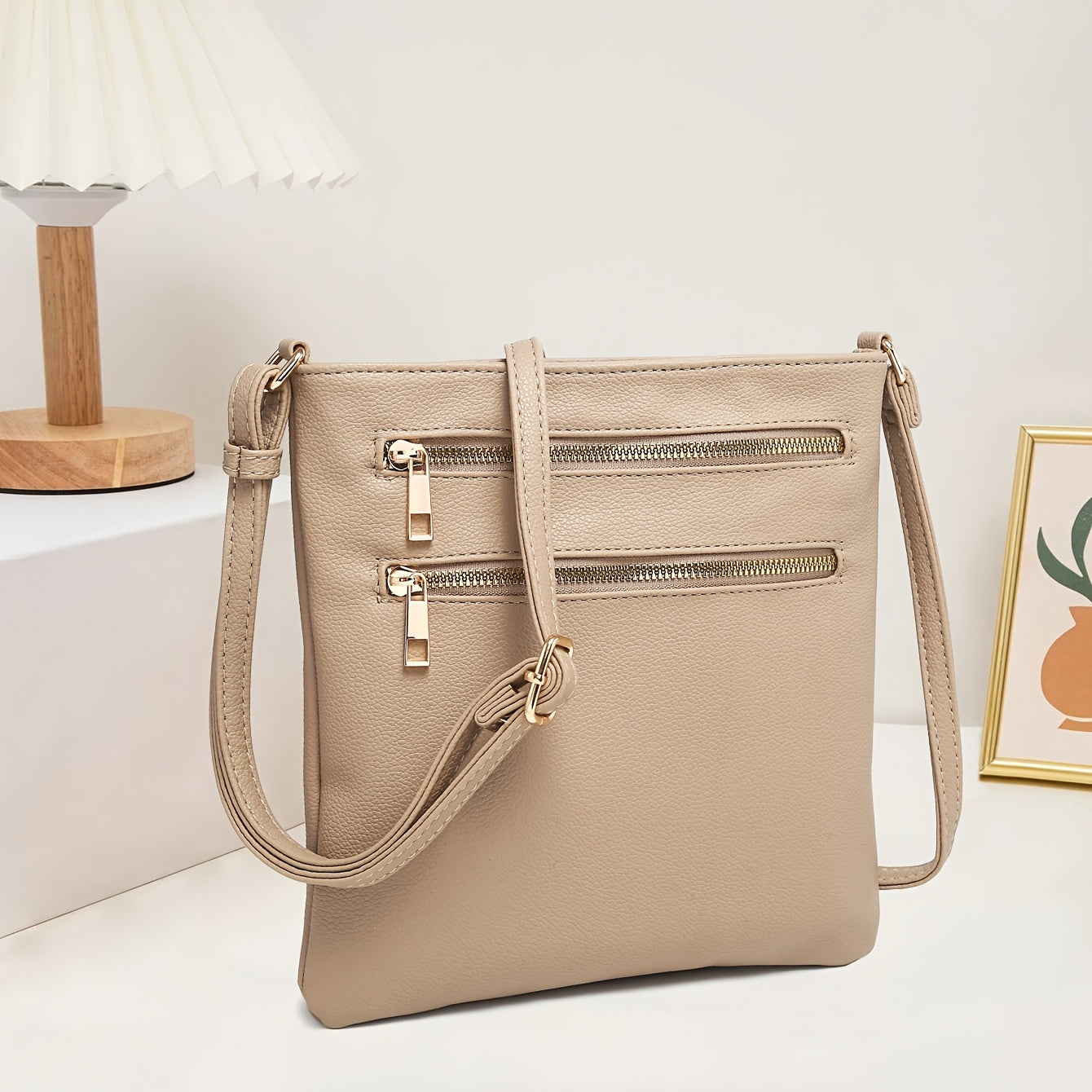 TEPILTE Retro Casual Geometric Print Women'S Crossbody Bag, Stylish And Versatile Medium Shoulder Bag/Wallet, Lightweight Handbag/Messenger Bag, Three-Layer Zippered Pockets, Suitable For Work, Travel And Outdoor Activities.