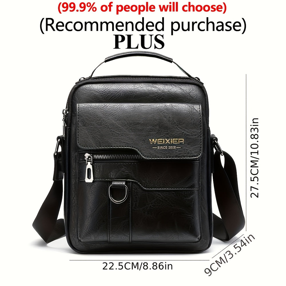 WEIXIER Plus Size New Shoulder Messenger Bag, Capable of Accommodating an 11-Inch Tablet, Men'S Vertical Handheld Business Bag Made of Retro, Casual Bag for Men Featuring Multiple Card Slots, Suitable for Daily Commuting for