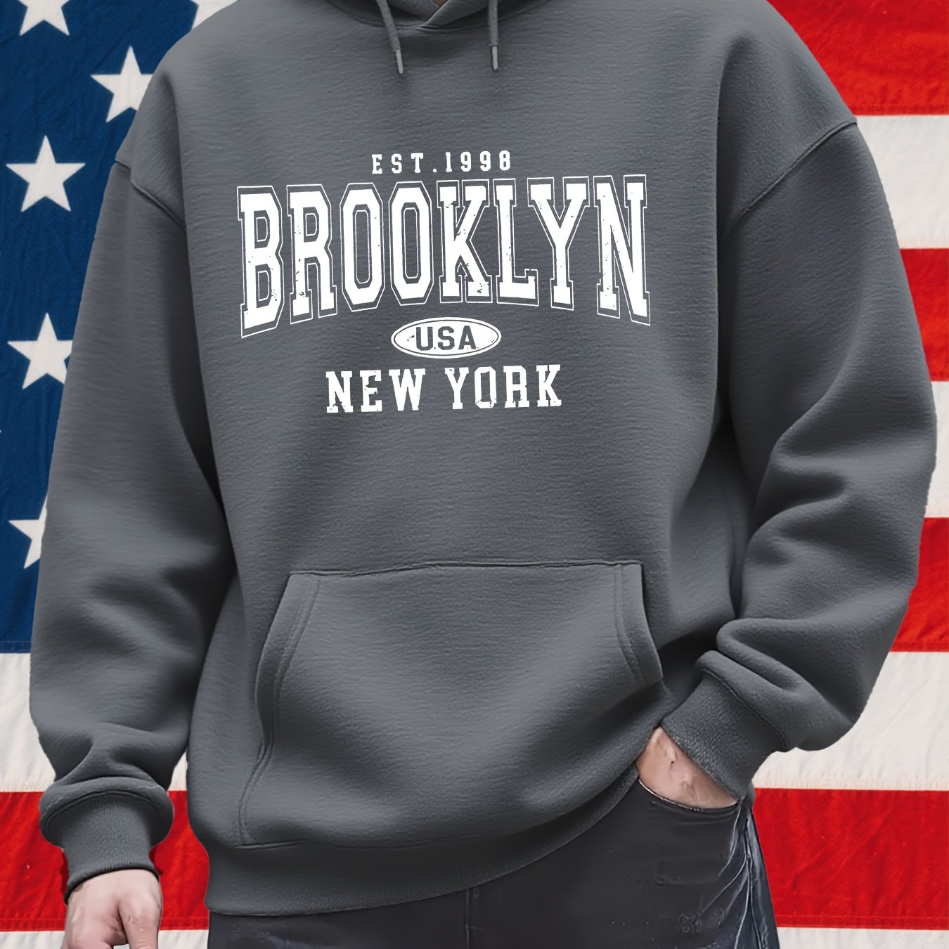 Men's Hooded Sweatshirt With Kangaroo Pocket For Casual Wear