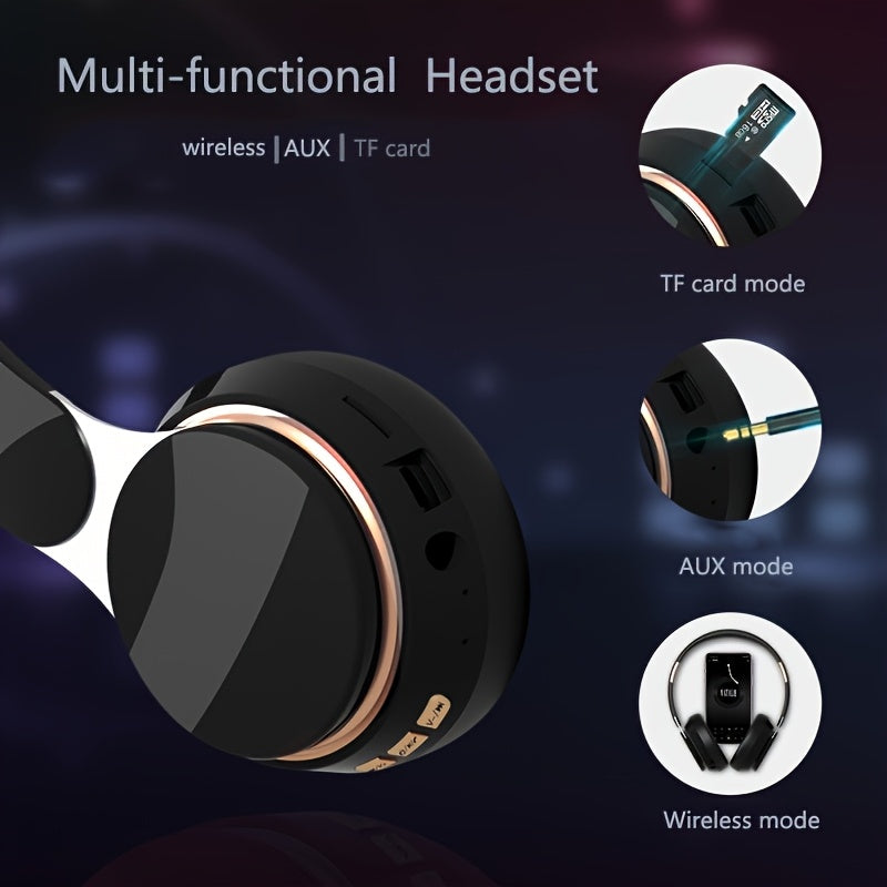 Wireless Over-Ear Headphones With Built-In Mic For PC Tablet Smartphone